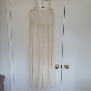 Forever 21 Cream Wide Leg Pants Set with Flowing Fit